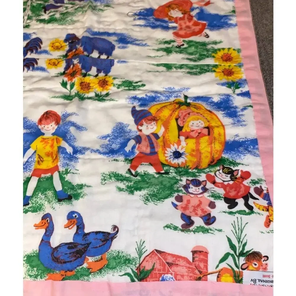 Vintage Baby Blanket Quilt Reversible Multi-colored Colorful Designs 1990s